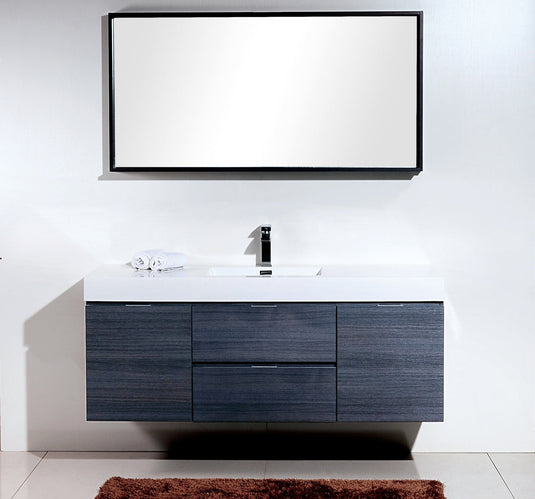 Bliss 60" Wall Mount / Wall Hung Modern Single Sink Bathroom Vanity With 2 Drawers And 2 Doors Acrylic Countertop-Bathroom & More | High Quality from Coozify