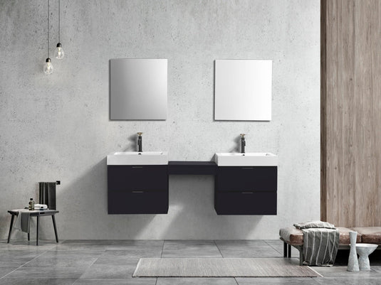 Bliss 68″ Wall Mount Double Sink Modern Bathroom Vanity-Bathroom & More | High Quality from Coozify