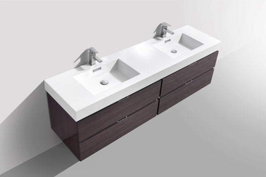 Bliss 72" Wall Mount / Wall Hung Modern Double Sink Bathroom Vanity With 4 Drawers Acrylic Countertop-Bathroom & More | High Quality from Coozify
