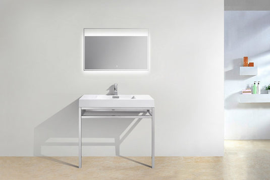Haus 36" Stainless Steel Console Bathroom Vanity With White Acrylic Sink-Bathroom & More | High Quality from Coozify