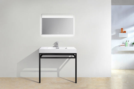 Haus 36" Stainless Steel Console Bathroom Vanity With White Acrylic Sink-Bathroom & More | High Quality from Coozify
