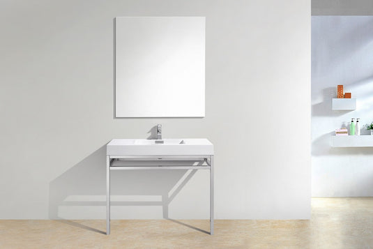 Haus 40" Stainless Steel Console Bathroom Vanity With White Acrylic Sink-Bathroom & More | High Quality from Coozify