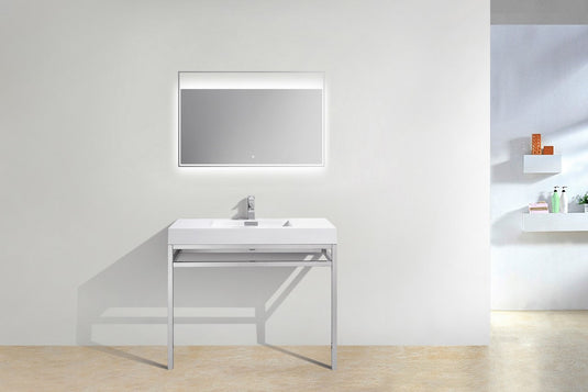Haus 40" Stainless Steel Console Bathroom Vanity With White Acrylic Sink-Bathroom & More | High Quality from Coozify