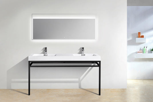Haus 60" Double Sink Stainless Steel Console Bathroom Vanity With White Acrylic Sink-Bathroom & More | High Quality from Coozify