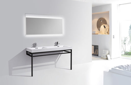 Haus 60" Double Sink Stainless Steel Console Bathroom Vanity With White Acrylic Sink-Bathroom & More | High Quality from Coozify