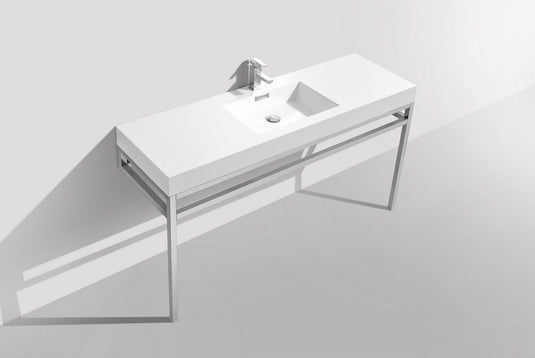 Haus 60" Single Sink Stainless Steel Console Bathroom Vanity With White Acrylic Sink-Bathroom & More | High Quality from Coozify