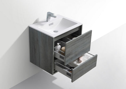 De Lusso 24" Wall Mount / Wall Hung Modern Bathroom Vanity With 2 Drawers Acrylic Countertop DL24-Bathroom & More | High Quality from Coozify