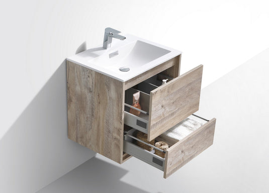 De Lusso 24" Wall Mount / Wall Hung Modern Bathroom Vanity With 2 Drawers Acrylic Countertop DL24-Bathroom & More | High Quality from Coozify