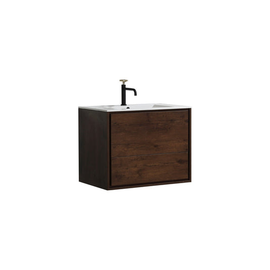 De Lusso 30" Wall Mount / Wall Hung Modern Bathroom Vanity With 2 Drawers Acrylic Countertop DL30-Bathroom & More | High Quality from Coozify