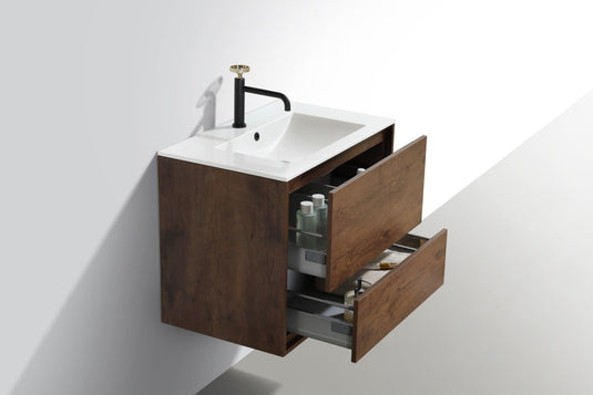 De Lusso 30" Wall Mount / Wall Hung Modern Bathroom Vanity With 2 Drawers Acrylic Countertop DL30-Bathroom & More | High Quality from Coozify