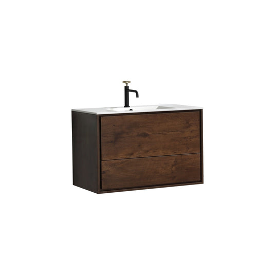 De Lusso 36" Wall Mount / Wall Hung Modern Bathroom Vanity With 2 Drawers Acrylic Countertop DL36-Bathroom & More | High Quality from Coozify