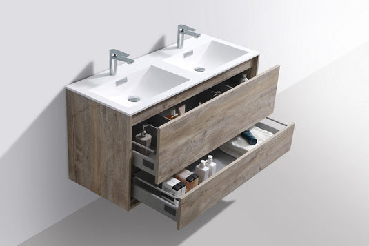 De Lusso 48" Wall Mount / Wall Hung Modern Double Sink Bathroom Vanity With 2 Drawers Acrylic Countertop DL48D-Bathroom & More | High Quality from Coozify