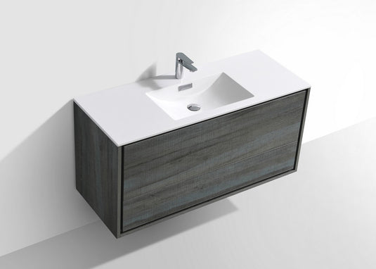 De Lusso 48" Wall Mount / Wall Hung Modern Single Sink Bathroom Vanity With 2 Drawers Acrylic Countertop DL48S-Bathroom & More | High Quality from Coozify