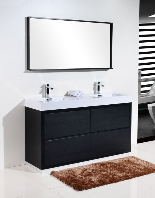 Bliss 60" Floor Mount Free Standing Double Sink Bathroom Vanity With 6 Drawers Acrylic Countertop-Bathroom & More | High Quality from Coozify