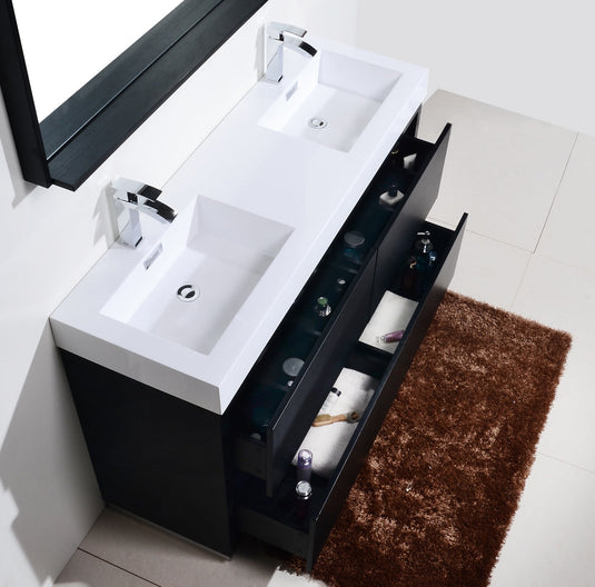 Bliss 60" Floor Mount Free Standing Double Sink Bathroom Vanity With 6 Drawers Acrylic Countertop-Bathroom & More | High Quality from Coozify