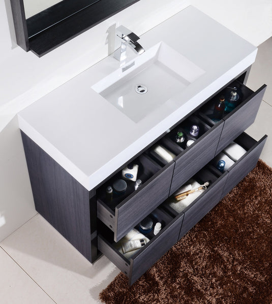 Bliss 60" Floor Mount Free Standing Single Sink Bathroom Vanity With 6 Drawers Acrylic Countertop FMB60S-Bathroom & More | High Quality from Coozify
