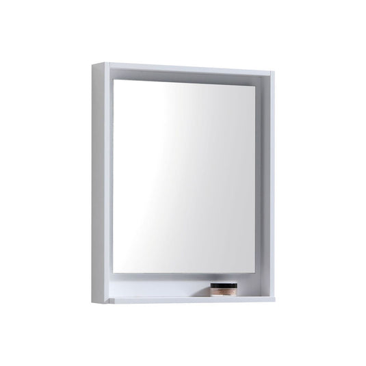 24" Wide Bathroom Mirror With Shelf – High Gloss White-Bathroom & More | High Quality from Coozify
