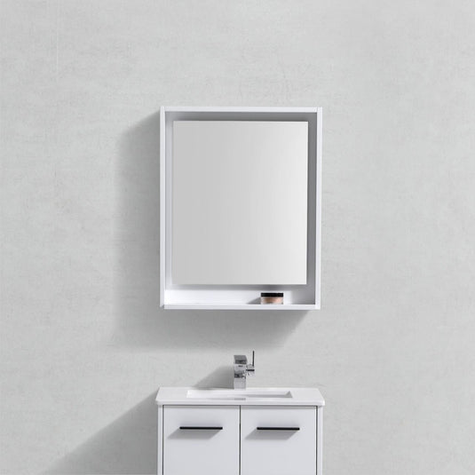 24" Wide Bathroom Mirror With Shelf – High Gloss White-Bathroom & More | High Quality from Coozify
