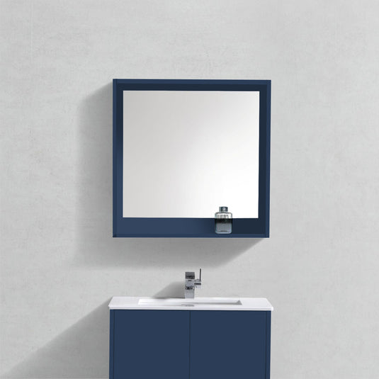 30″ Wide Mirror W/ Shelf – Gloss Blue-Bathroom & More | High Quality from Coozify