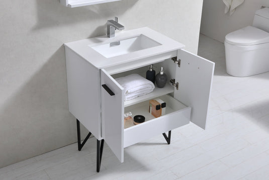 Bosco 30" Bathroom Vanity With White Quartz Countertop With 2 Doors KB30-Bathroom & More | High Quality from Coozify