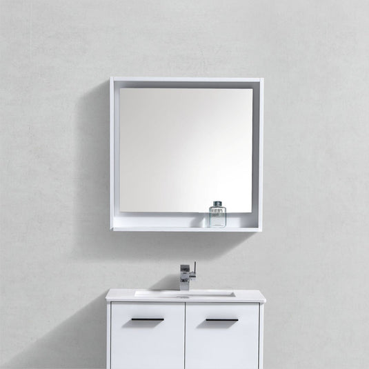 30" Wide Bathroom Mirror With Shelf – High Gloss White-Bathroom & More | High Quality from Coozify