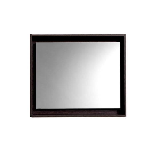 30" Wide Bathroom Mirror With Shelf – High Gloss Gray Oak-Bathroom & More | High Quality from Coozify