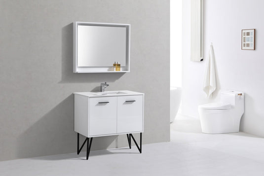 Bosco 36" Bathroom Vanity With White/White Quartz Cream Countertop With 2 Doors KB36-Bathroom & More | High Quality from Coozify