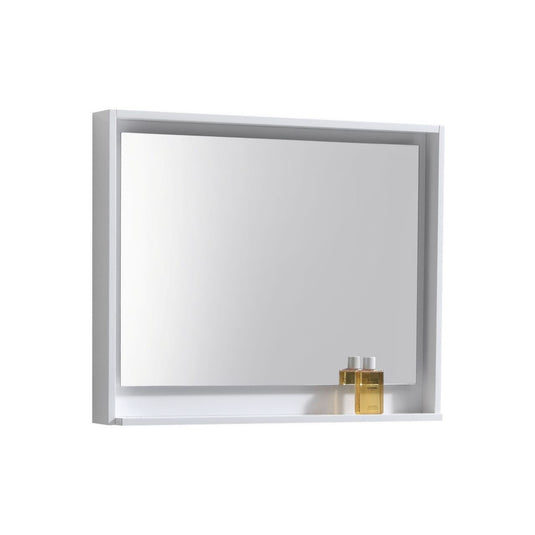 36" Wide Bathroom Mirror With Shelf – High Gloss White-Bathroom & More | High Quality from Coozify