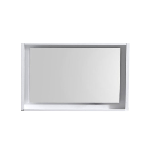 40" Wide Bathroom Mirror With Shelf – High Gloss White-Bathroom & More | High Quality from Coozify