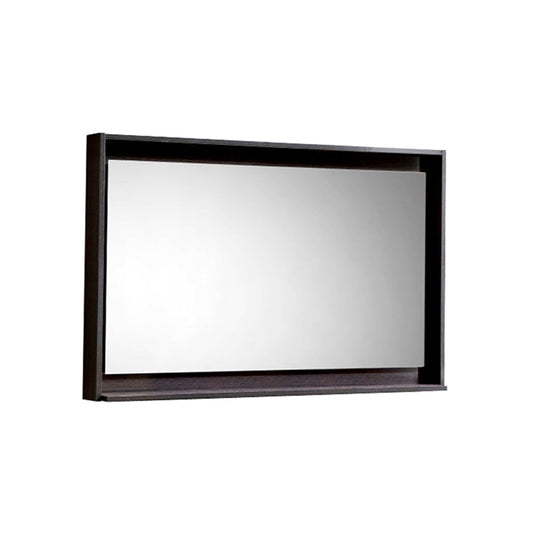 40" Wide Bathroom Mirror With Shelf – High Gloss Gray Oak-Bathroom & More | High Quality from Coozify