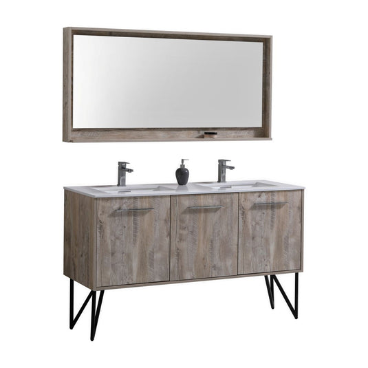 Bosco 60" Bathroom Vanity Double Sink White Quartz Countertop With 2 Doors And 2 Drawers KB60D-Bathroom & More | High Quality from Coozify