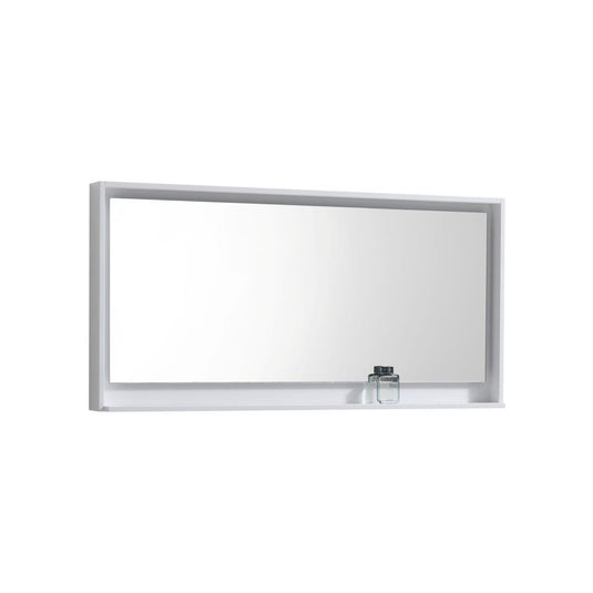 60" Wide Bathroom Mirror With Shelf – High Gloss White-Bathroom & More | High Quality from Coozify