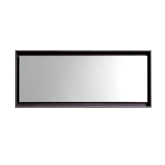 60" Wide Bathroom Mirror With Shelf – High Gloss Gray Oak-Bathroom & More | High Quality from Coozify