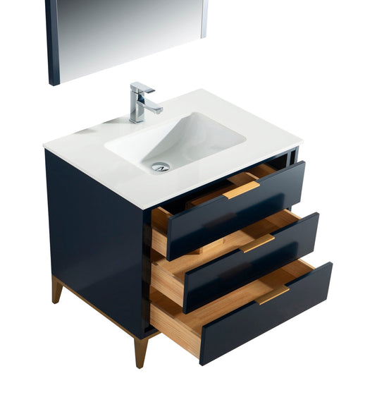 Divani 36" Floor Mount Bathroom Vanity With Quartz Countertop, Backsplash And 3 Drawers-Bathroom & More | High Quality from Coozify