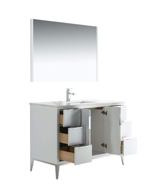 Divani 48" Floor Mount Bathroom Vanity With Quartz Countertop, Backsplash With 6 Drawers And 2 Doors-Bathroom & More | High Quality from Coozify