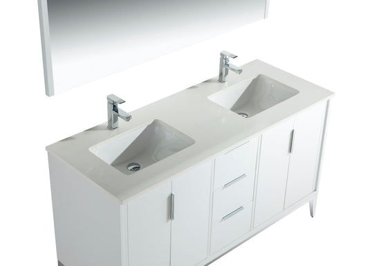 Divani 60" Floor Mount Double Sink Bathroom Vanity With Quartz Countertop , Backsplash and 4 Doors And 3 Drawers KD9960-Bathroom & More | High Quality from Coozify