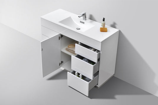 Milano 48" Single Sink Floor Mount Modern Bathroom Vanity With 6 Drawers and 1 Door KFM48S-Bathroom & More | High Quality from Coozify