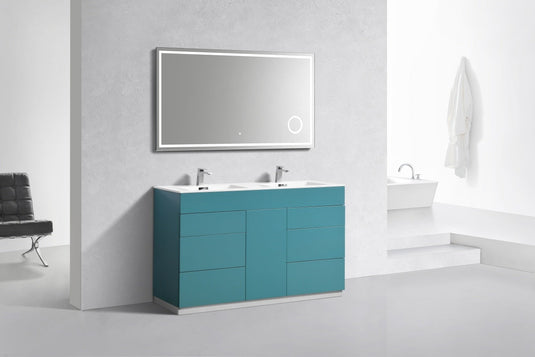 Milano 48" Double Sink Floor Mount Modern Bathroom Vanity With 6 Drawers and 1 Door-Bathroom & More | High Quality from Coozify