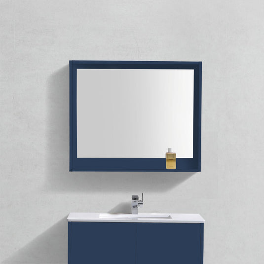 36″ Wide Mirror W/ Shelf – Gloss Blue-Bathroom & More | High Quality from Coozify