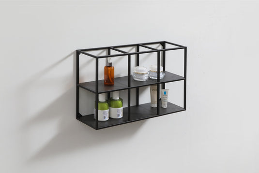 24″ Wide Wall Mount Metal Shelf Unit – Black-Bathroom & More | High Quality from Coozify