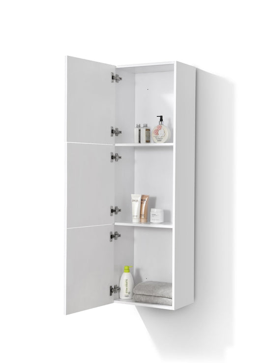 18" x 59" Bathroom Acrylic Veneer Gloss White Linen Side Cabinet W/ 3 Large Storage Areas-Bathroom & More | High Quality from Coozify