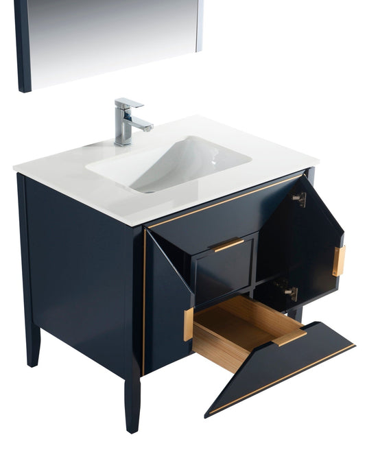 Vetro 36" Single Sink Floor Mount Bathroom Vanity With Quartz Countertop and Backsplash KV8836-Bathroom & More | High Quality from Coozify