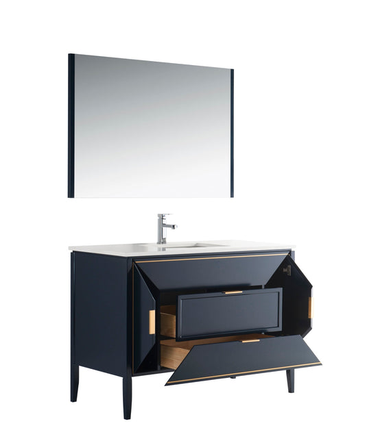 Vetro 48" Single Sink Floor Mount Bathroom Vanity With Quartz Countertop and Backsplash KV8848-Bathroom & More | High Quality from Coozify