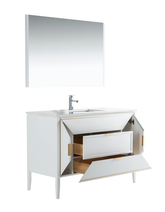 Vetro 48" Single Sink Floor Mount Bathroom Vanity With Quartz Countertop and Backsplash KV8848-Bathroom & More | High Quality from Coozify