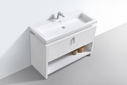 Levi 48" Floor Mount Modern Single Sink Bathroom Vanity With Cubby Hole L1200-Bathroom & More | High Quality from Coozify