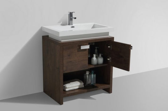 Levi 30″ Rose Wood Modern Bathroom Vanity With Cubby Hole-Bathroom & More | High Quality from Coozify
