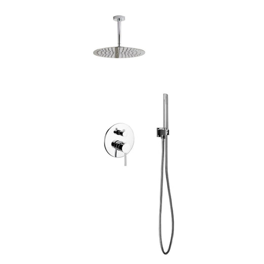 Aqua Rondo Shower Set With Ceiling Mount 12" Rain Shower and Handheld Chrome-Bathroom & More | High Quality from Coozify