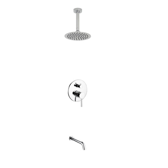 Aqua Rondo Shower Set With Ceiling Mount 8" Rain Shower and Tub Filler Chrome-Bathroom & More | High Quality from Coozify