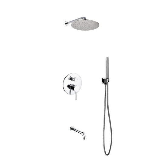 Aqua Rondo Shower Set With 12" Rain Shower, Handheld and Tub Filler Chrome-Bathroom & More | High Quality from Coozify