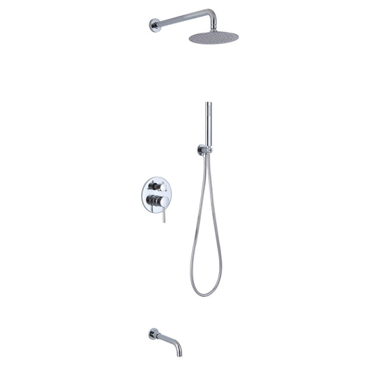 Aqua Rondo Shower Set With 8" Rain Shower, Handheld and Tub Filler Chrome-Bathroom & More | High Quality from Coozify